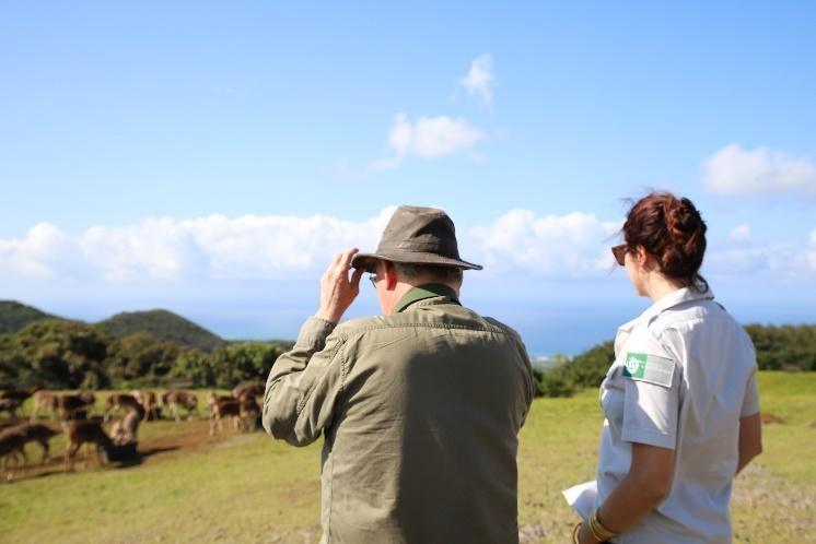 Observation de cerfs au Diana Dea Lodge avec Laure-Anne Peyrat © Parc national de La Réunion